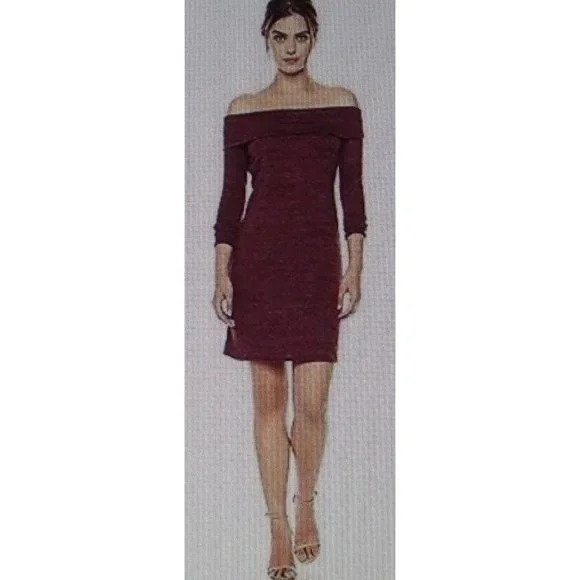 Allison Brittney | Dresses | Allison Brittney Xl Burgundy Wine Off Shoulder  Marilyn Marled Sweater Dress Marl | Poshmark